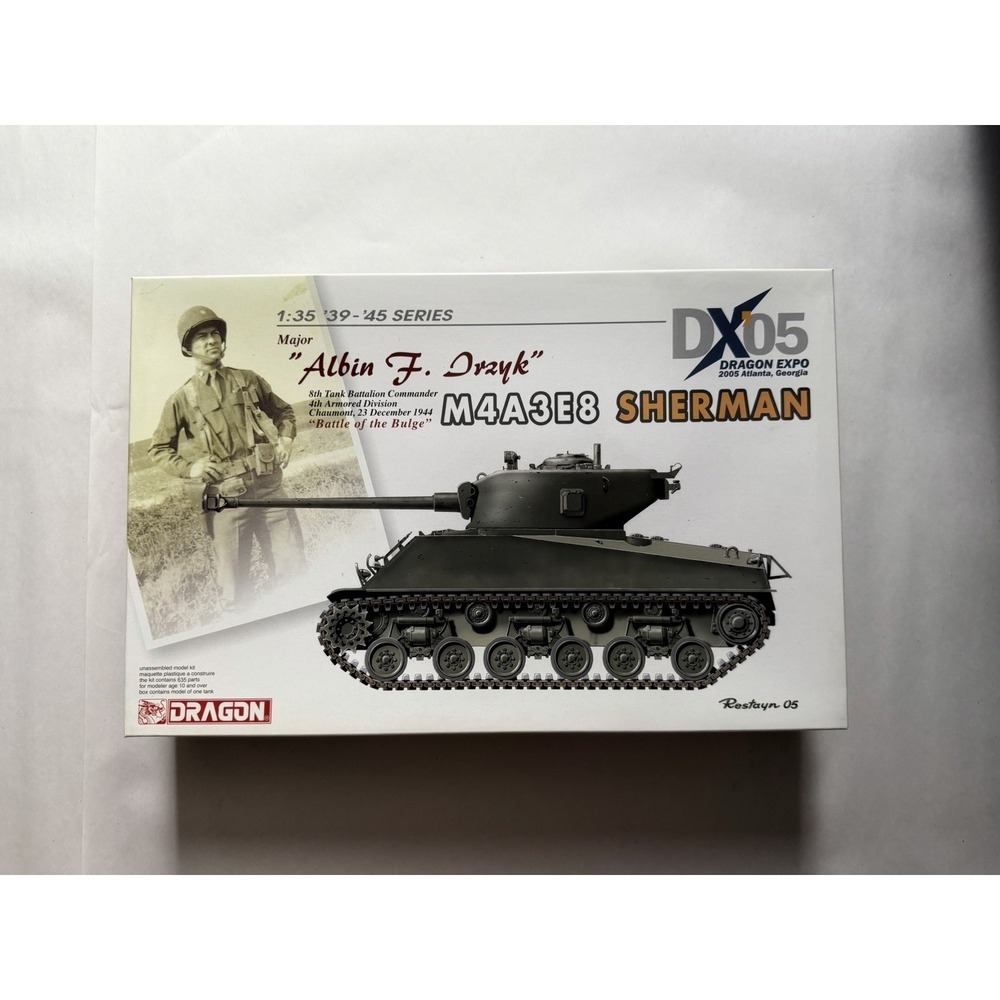 Dragon DX05 M4A3E8 Sherman Major Albin F Irzyk 1/35 Model Kit 6286 Open Box